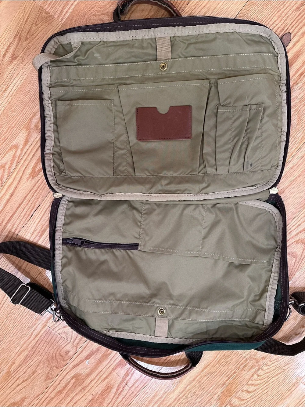 Vintage L.L. Bean Freeport Briefcase Messenger Bag Hunter Green Gorpcore